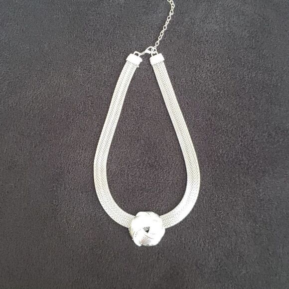 Beautiful Silverplated Knot Necklace with Rhinestone Accents - Picture 3 of 7